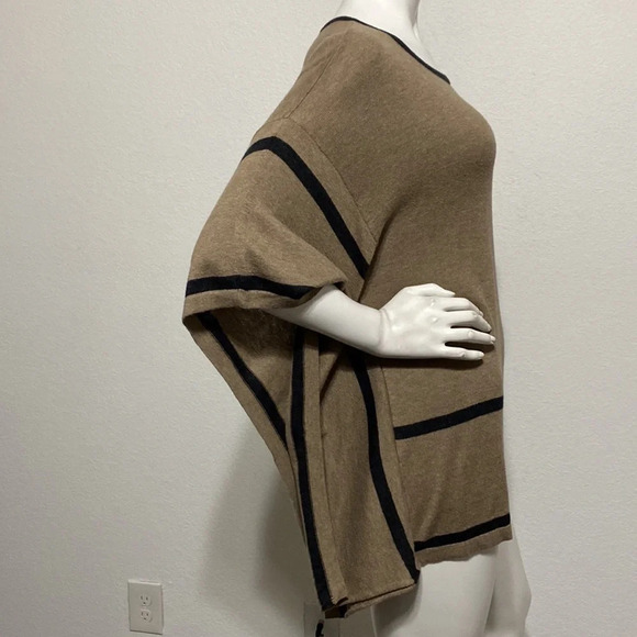 August Silk Poncho Style Brown With Black Stripes Sweater Size Small - Picture 6 of 10